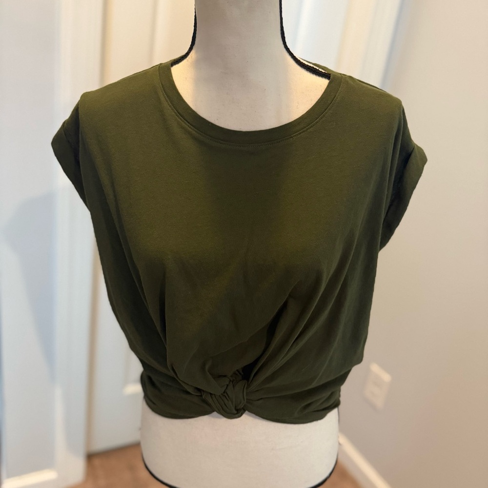 Frame Denim Olive Green Knotted Muscle Tee nwot